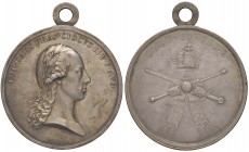 Francesco II (1792-1806) Medaglia – LEGE ET FIDE – Opus: Wirt – AG (g 41,63 – Ø 48 mm) Piccole screpolature, bella patina
qFDC