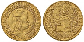 ANTEGNATE Giovanni II Bentivoglio (1494-1506) Doppio ducato – MIR 39; R.M. 1 AU (g 6,83) RRR Frattura interna del tondello
BB