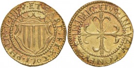 CAGLIARI Filippo V (1700-1719) Scudo d’oro 1702 – MIR 93/2 AU (g 3,20) 
FDC