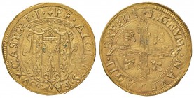 CASTRO Pier Luigi Farnese (1545-1547) Scudo d’oro – CNI 1/13 AU (g 3,38) RR Ex Nomisma 40, lotto 1381. Segni di ribattitura 
SPL