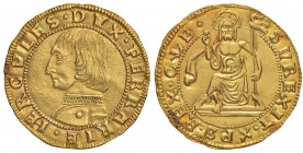 FERRARA Ercole I (1471-1505) Ducato – MIR 250 AU (g 3,30) R Ex Nomisma 49, lotto 799. Piccolo restauro al bordo, splendidi rilievi
SPL+