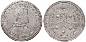 FIRENZE Ferdinando II (1621-1670) Piastra 1587 con Busto cardinalizio – MIR 201/a AG (g 32,46) RRR Leggera porosità al D/ ma splendido esemplare 
SPL...