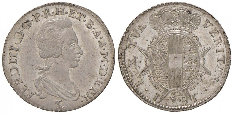 FIRENZE Ferdinando III (1790-1801) Paolo 1791 – MIR 408 AG (g 2,63) R Conservazi...