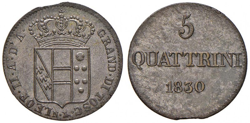 FIRENZE Leopoldo II (1824-1859) 5 Quattrini 1830 – MIR 463/4 MI (g 3,67) Conserv...