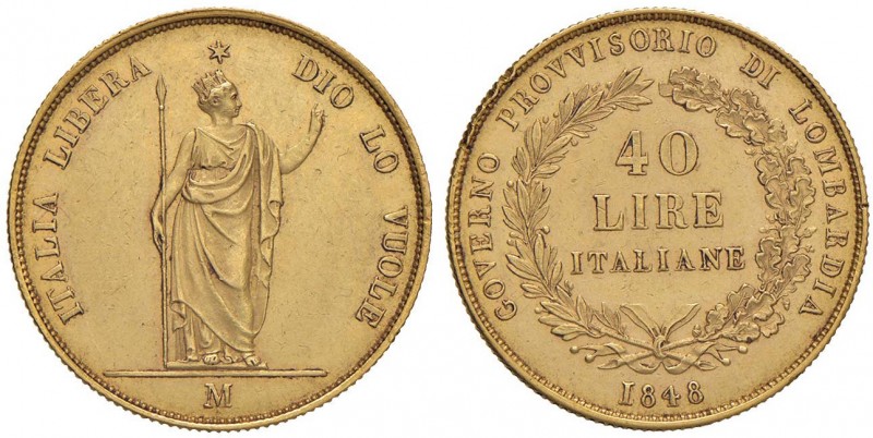 MILANO Governo Provvisorio (1848) 40 Lire 1848 – Gig. 1 AU (g 12,89) Minimi depo...