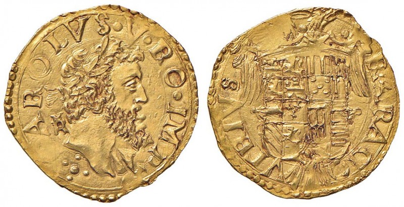 NAPOLI Carlo V (1526-1556) Scudo d’oro – MIR 131 AU (g 3,39) Schiacciature margi...