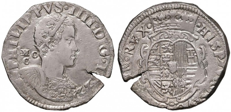 NAPOLI Filippo IV (1621-1665) Mezzo ducato (cianfrone) 1622 sigle MC/C - D/ (con...