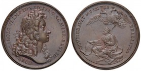 MEDAGLIE NAPOLETANE E DEL MERIDIONE Anno 1720 – Carlo VI - Omaggio del Senato di Palermo a nomina del III re di Sicilia e Gerusalemme Bronzo – 44,4 mm...