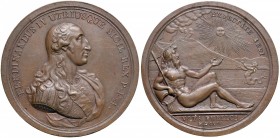 MEDAGLIE NAPOLETANE E DEL MERIDIONE Anno 1799 – Re Ferdinando IV per i pubblici voti del ritorno a Napoli Bronzo – 72,1 mm – 126,16 gr. – R3 – Opus: D...