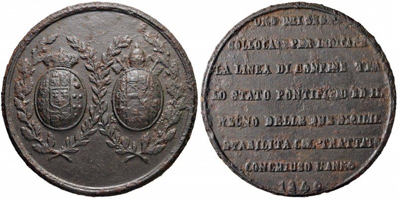 MEDAGLIE NAPOLETANE E DEL MERIDIONE Anno 1840 – Per la linea di confine tra lo S...