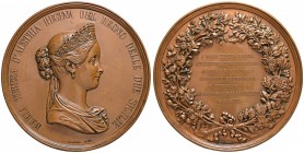 MEDAGLIE NAPOLETANE E DEL MERIDIONE Anno 1858 – Per omaggio alla regina Maria Teresa Galvano rame – 148 mm. – Sp. 21 mm. – 668 gr. – R3 – Opus: Luigi ...