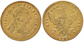 PALERMO Carlo di Borbone (1734-1759) Doppia oncia 1754 – MIR 562/2 AU (g 8,84) 
SPL+/SPL