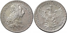 PALERMO Carlo di Borbone (1734-1759) 12 Tarì 1735 Incoronazione – MIR 553 AG (g 27,28) Esemplare di grande qualità
qFDC