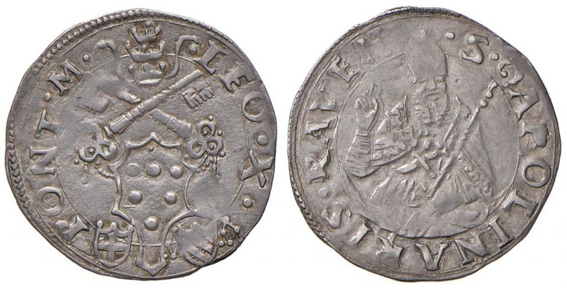 Leone X (1513-1521) Ravenna - Mezzo Giulio – Munt. 163; D.V. 46 AG (g 1,89) RR ...