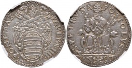 Paolo IV (1555-1559) Ancona - Testone – Munt. 31 AG In slab NGC AU 58 cod. 2809905-008
SPL+
