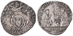 Gregorio XIII (1572-1585) Testone – Munt. 36 AG (g 9,48) RR Schiacciature ai bordi per probabile provenienza da montatura (come quasi tutti gli esempl...