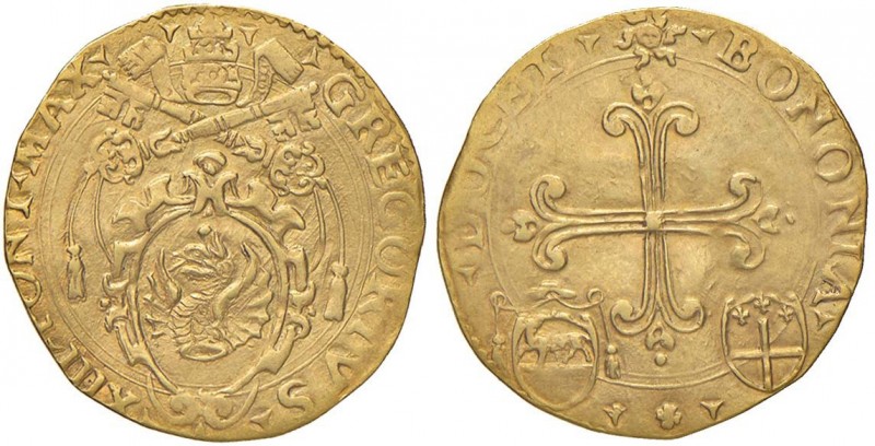 Gregorio XIII (1572-1585) Bologna – Scudo d’oro – Munt. 353 AU (g 3,08) RRRR Tos...