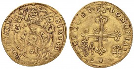 Sisto V (1585-1590) Bologna – Doppia – Munt. 91 AU RRR Piccoli depositi, modeste ondulazioni del tondello 
qBB