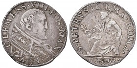 Clemente VIII (1592-1605) Testone 1592 A. I – Munt. 30 AG (g 9,28) RR
BB