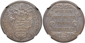 Innocenzo XI (1676-1689) Testone – Munt. 138 AG In slab NGC MS 63 cod. 2824087-005. Si noti l’errore QAVM invece di QVAM al rovescio. Moneta assai rar...