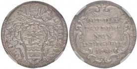 Innocenzo XI (1676-1689) Giulio 1685 A. X – Munt. 160 AG In slab NGC MS 65 cod. 2824087-010. Conservazione eccezionale 
FDC