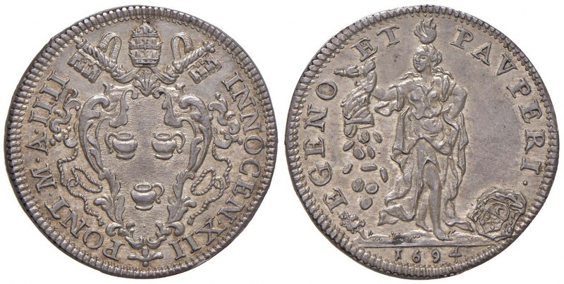 Innocenzo XII (1691-1700) Testone 1694 A. IIII – Munt. 40 AG (g 9,17) R Conserva...