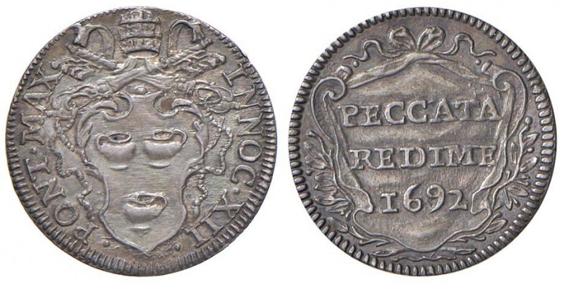 Innocenzo XII (1691-1700) Grosso 1692 – Munt. 86 AG (g 1,47) R Splendida patina ...