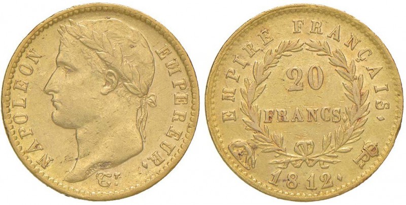 Napoleone (1804-1815) 20 Franchi 1812 – Fr. 516; KM 695.8 AU (g 6,44) RR
BB