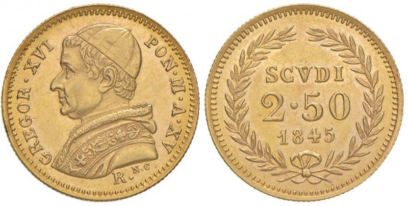 Gregorio XVI (1831-1846) 2,50 Scudi 1845 A. XV – Nomisma 406 AU (g 4,32)
qFDC/F...