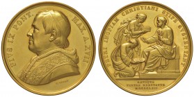 Pio IX (1846-1870) Medaglia 1862 A. XVII – Opus: Carlo Voigt –Bartolotti E 862 – AU (g 50,99 – Ø 43,8 mm) RRR Segnetti e colpetti. 84 esemplari in oro...