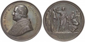 Pio IX (1846-1870) Medaglia 1869 Concilio ecumenico – Opus: Bianchi – AG (g 193,14 – Ø 73 mm) Graffietti e colpetti al bordo, bella patina
SPL+...