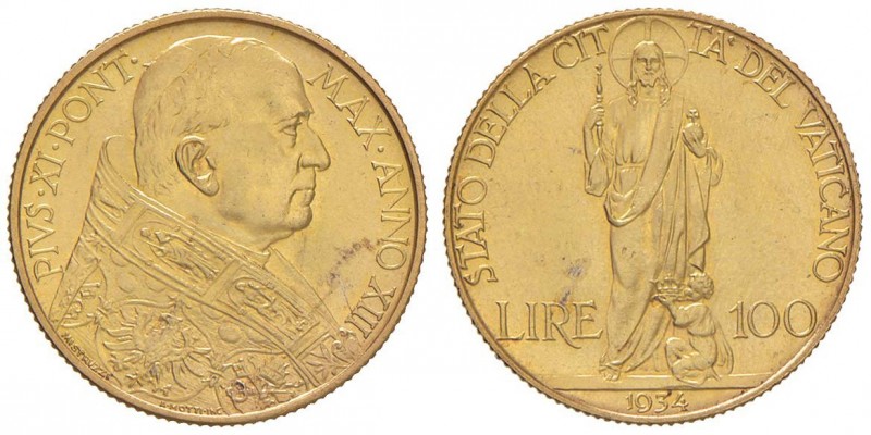 PIO XI (192-1938) 100 Lire 1934 A. XIII – Nomisma 916 AU (g 8,82) R Minimo graff...