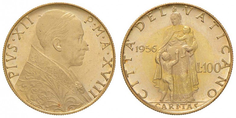 Pio XII (1939-1958) 100 Lire 1956 A. XVIII – Nomisma 952 AU (g 5,20) RR
FDC