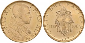 Pio XII (1939-1958) 100 Lire 1957 A. XIX – Nomisma 953 AU (g 5,21) R Conservazione eccezionale con i fondi speculari
FDC