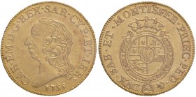 Carlo Emanuele III (1755-1773) Doppia 1755 – Nomisma 112; MIR 943a AU Sigillato qFDC da Numismatica Varesina
qFDC