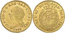 Carlo Emanuele III (1755-1773) Mezza doppia 1765 – Nomisma 139 AU (g 4,79) RR Conservazione eccezionale
FDC
