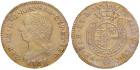 Carlo Emanuele III (1755-1773) Mezza doppia 1766 – Nomisma 140 (indicata R/4); MIR 944j AU RRRR Sigillato BB/SPL da Cavaliere F. “provenienza da monta...