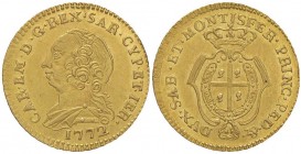 Carlo Emanuele III (1755-1773) Monetazione per la Sardegna - Doppietta 1772 – Nomisma 240 AU (g 3,24) R 
SPL