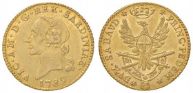 Vittorio Amedeo III (1773-1796) Mezza doppia 1789 – Nomisma 311; MIR 984d AU (g 4,56) Minimi graffietti al D/
qFDC
