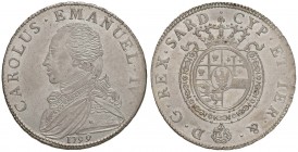 Carlo Emanuele IV (1796-1802) Mezzo Scudo 1799 – Nomisma 482 AG R Minimi graffietti ma splendido esemplare dal metallo lucente, nominale assai raro a ...