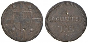 Vittorio Emanuele I (1814-1821) 3 Cagliaresi s.d. – Nomisma 505 CU RRR Screpolatura e mancanza di materiale nel centro
qBB/BB