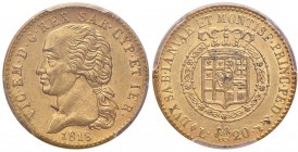 Vittorio Emanuele I (1814-1821) 20 Lire 1818 – Nomisma 510 AU R In slab PCGS AU58 cod. 466585.58/34427058
SPL