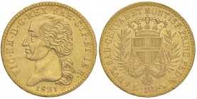 Vittorio Emanuele I (1814-1821) 20 Lire 1821 – Nomisma 514 AU RRR Variante con PRINC senza punto
BB/BB+
