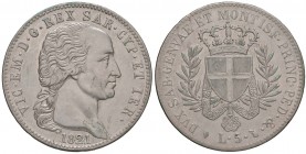 Vittorio Emanuele I (1814-1821) 5 Lire 1821 – Nomisma 520 AG RRR Bordo ripreso, pulita
BB+