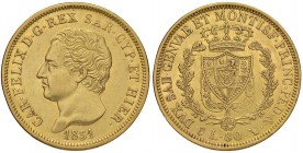 Carlo Felice (1821-1831) 80 Lire 1831 T – Nomisma 534 AU RRRR Tiratura di appena 740 esemplari, una delle più rare del periodo decimale. Colpo ripreso...