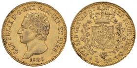 Carlo Felice (1821-1831) 20 Lire 1823 T – Nomisma 541 AU Modesti depositi scuri 
SPL