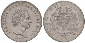Carlo Felice (1821-1831) 5 Lire 1822 T – Nomisma 558 AG RR Colpetto al bordo e graffietto sulla guancia
qSPL/SPL