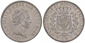 Carlo Felice (1821-1831) 5 Lire 1827 G – Nomisma 566 AG 
qFDC