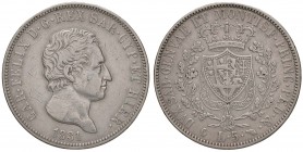 Carlo Felice (1821-1831) 5 Lire 1831 T – Nomisma 575 AG RRR Minimi graffietti diffusi al D/, bordo ritoccato 
qBB/BB
