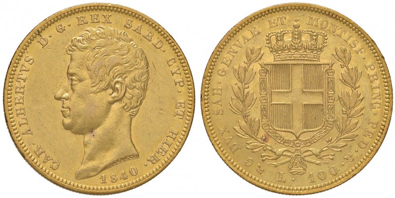 Carlo Alberto (1831-1849) 100 Lire 1840 G – Nomisma 631 AU R Diffusi graffietti ...